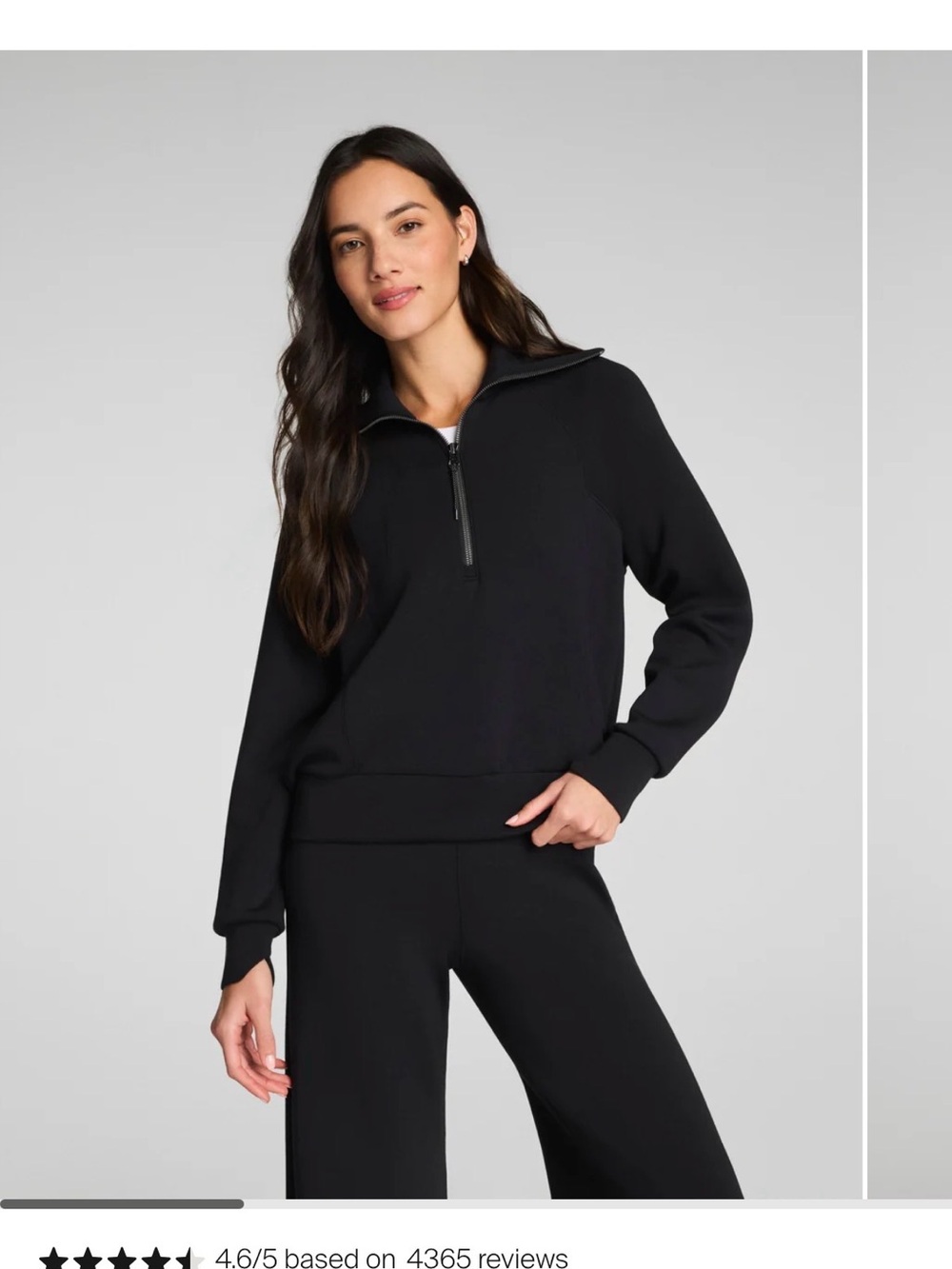 SPANX Black Half-Zip Sweatshirt Pullover